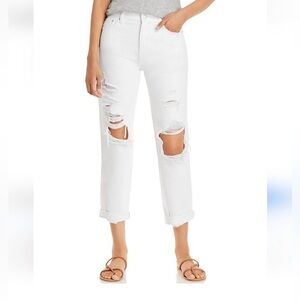 Pistola Jeans Presley High Rise Relaxed Roller Blizzard White Distressed Size 27